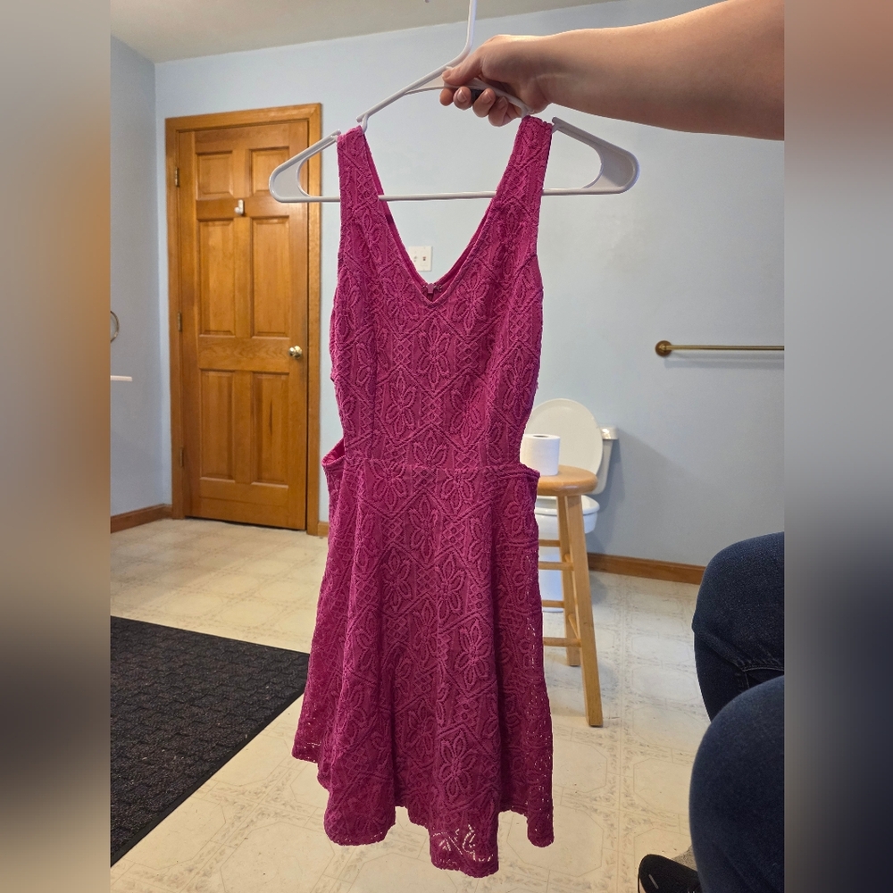 Francesca's Fuchsia Lace Mini Dress